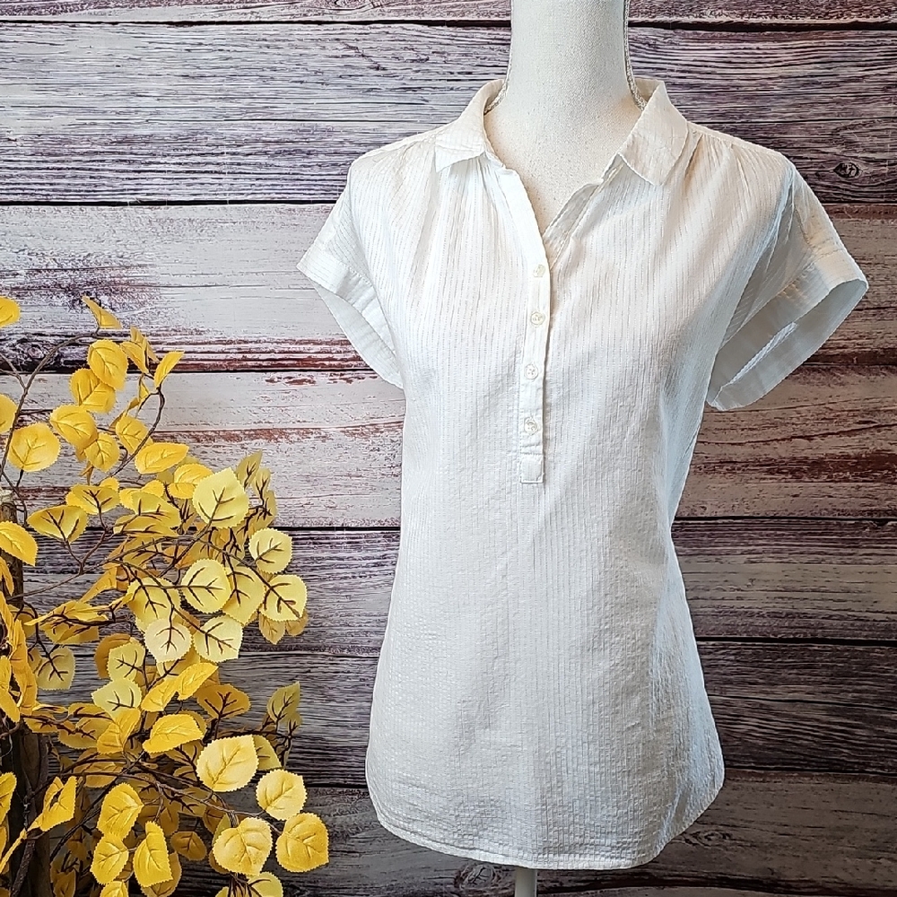 NEW BEACH LUNCH LOUNGE WHITE TEXTURED PULLOVER TOP